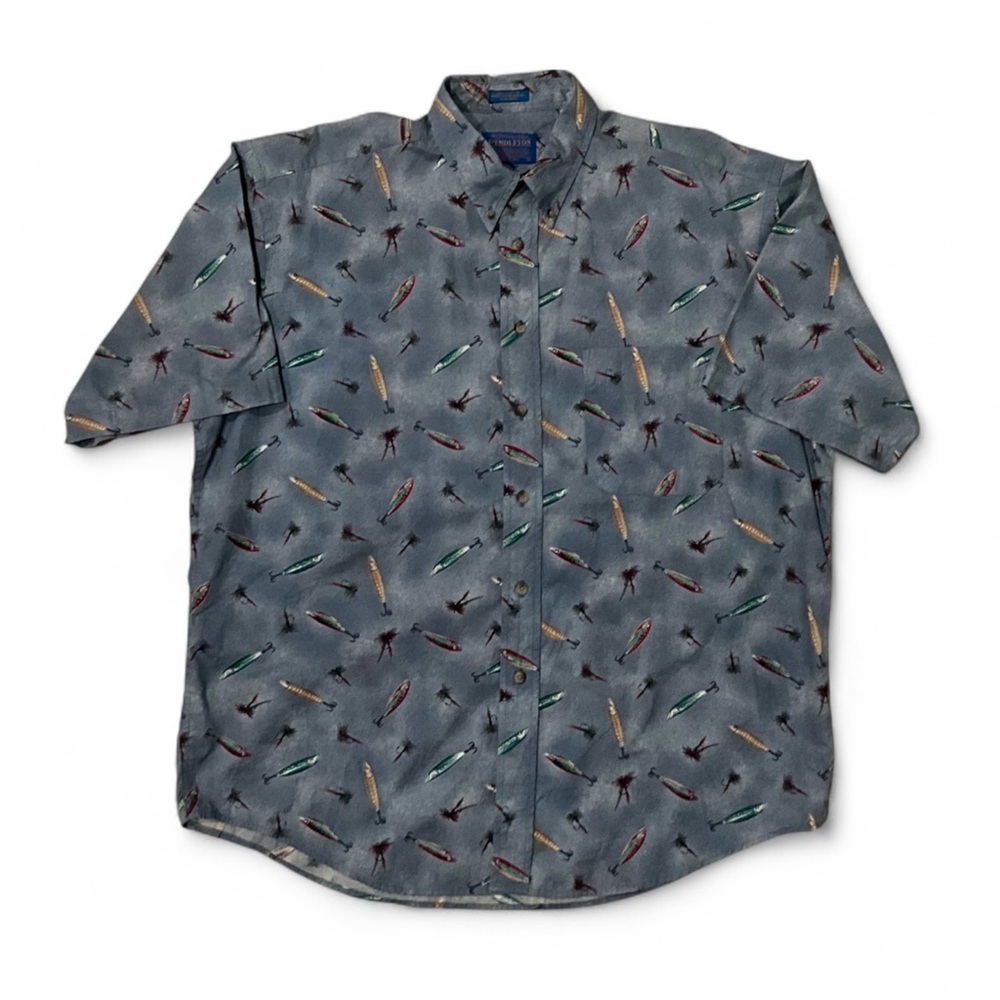 Pendleton Fishing Lures Bait Short Sleeve Button Down Shirt